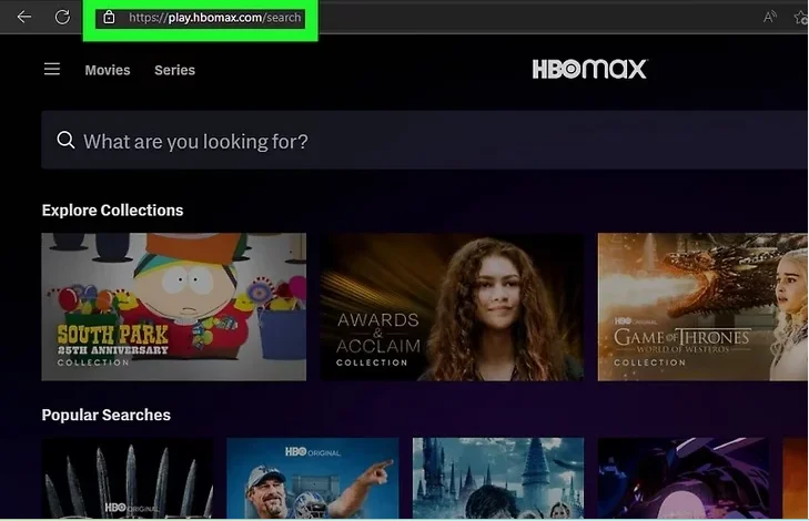 Open website of HBO MAX